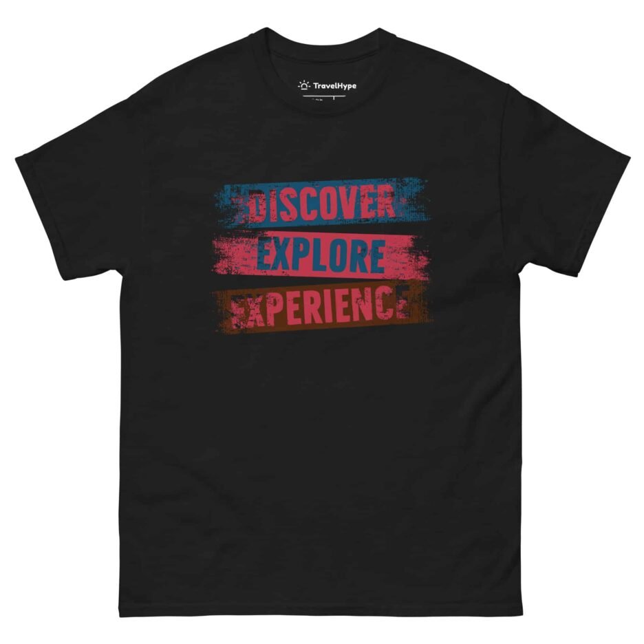 Discover Explore Experience | Funny Travel T-Shirt