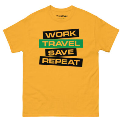 Work Travel Save Repeat T-Shirt | Funny Travel T-Shirt