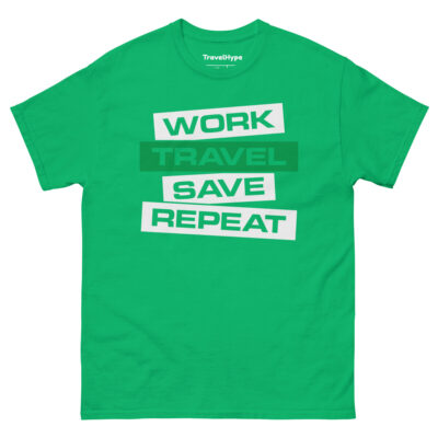 Work Travel Save Repeat T-Shirt | Funny Travel T-Shirt