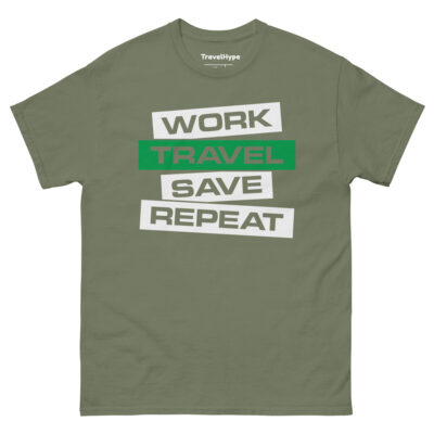 Work Travel Save Repeat T-Shirt | Funny Travel T-Shirt