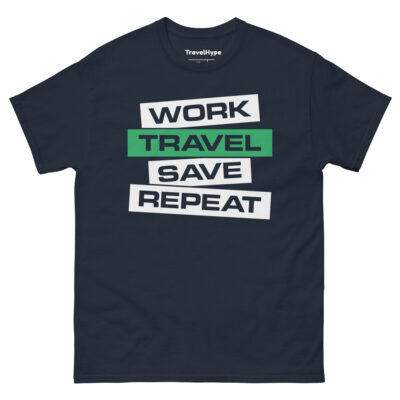 Work Travel Save Repeat T-Shirt | Funny Travel T-Shirt